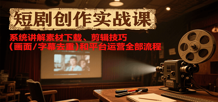 图片[1]-短剧创作实战课，系统讲解素材下载、剪辑技巧(画面/字幕去重)和平台运营全部流程-优优云网创