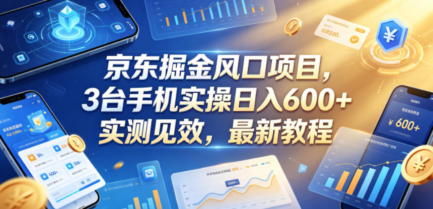 京东掘金风口项目，3台手机实操日入600+，实测见效，最新教程【揭秘】-优优云网创