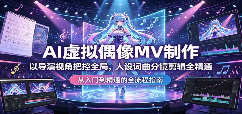 AI虚拟偶像MV制作：以导演视角把控全局，人设词曲分镜剪辑全精通-优优云网创