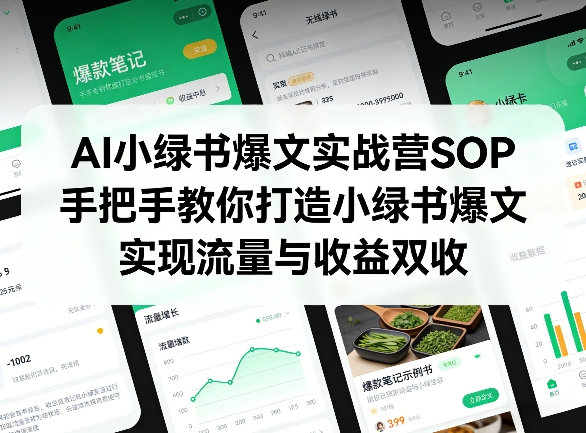 AI小绿书爆文实战营SOP，手把手教你打造小绿书爆文，实现流量与收益双收-优优云网创