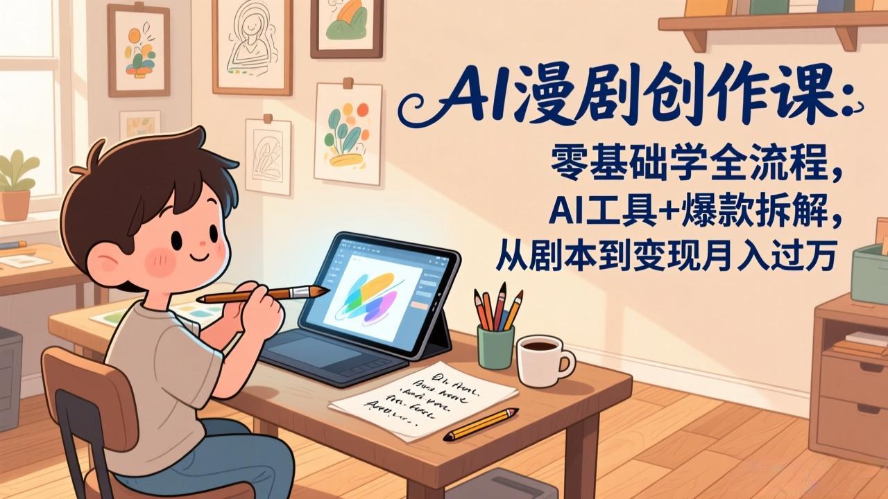 AI漫剧创作课：零基础学全流程，AI工具+爆款拆解，从剧本到变现月入过万-优优云网创