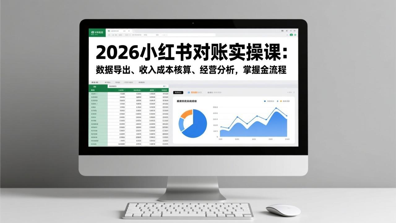2026小红书对账实操课：数据导出、收入成本核算、经营分析，掌握全流程-优优云网创