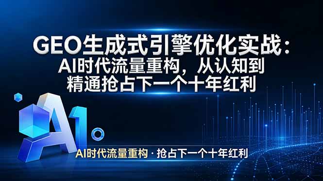 GEO 生成式引擎优化实战：AI时代流量重构，从认知到精通抢占下一个十年红利-优优云网创