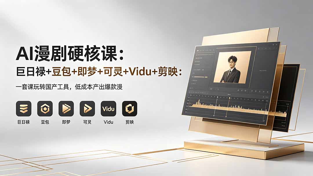 AI漫剧硬核课：巨日禄+豆包+即梦+可灵+Vidu+剪映：一套课玩转国产工具，低成本产出爆款漫剧-优优云网创
