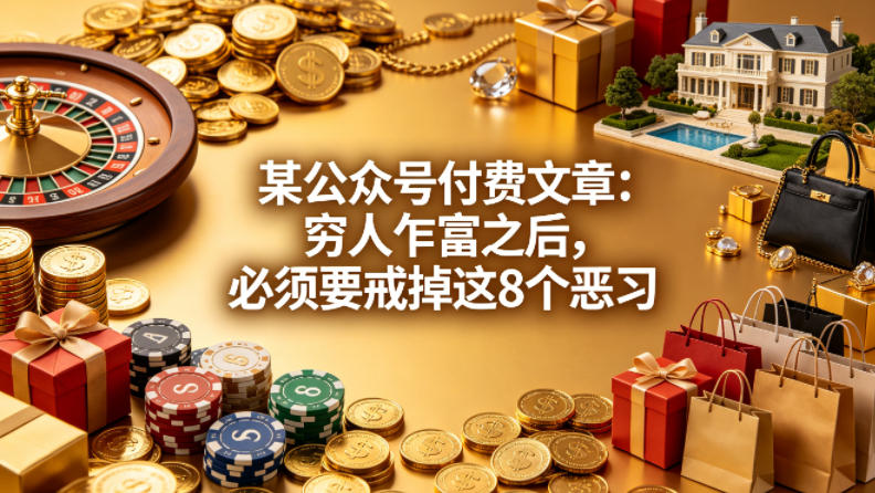 某公众号付费文章：穷人乍富之后，必须要戒掉这8个恶习-优优云网创