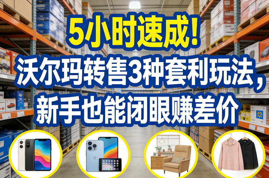 5小时速成！沃尔玛转售3种套利玩法，新手也能闭眼賺差价-优优云网创