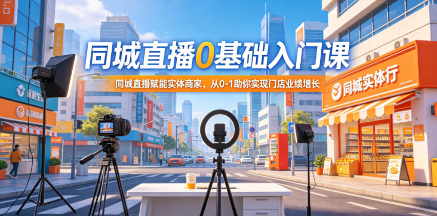 同城直播0基础入门课，同城直播赋能实体商家，从0-1助你实现门店业绩增长-优优云网创
