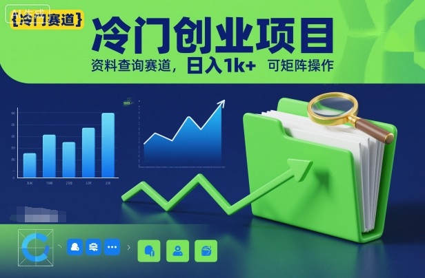 冷门创业项目，资料查询赛道，日入1k+，可矩阵操作-焱冰网创资源库