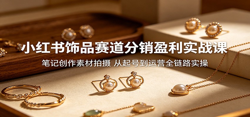 小红书饰品赛道分销盈利实战课：笔记创作素材拍摄，从起号到运营全链路实操-优优云网创