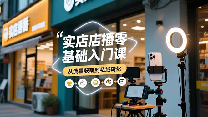 实体店播零基础入门课，实体店+短视频+直播+微信生态+私域社群，从流量获取到私域转化-51网创资源