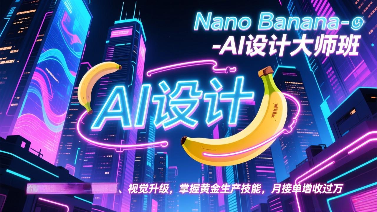 Nano Banana-AI设计大师班，修图合成、广告创作、视觉升级，掌握黄金生产技能，月接单增收过万-优优云网创