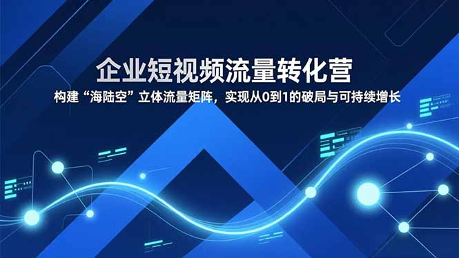 企业短视频流量转化营，构建“海陆空”立体流量矩阵，实现从0到1的破局与可持续增长-优优云网创