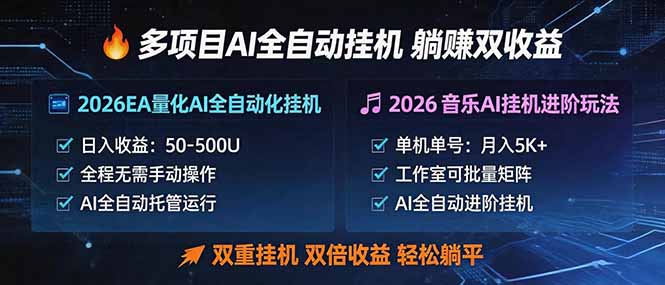 多项目AI自动挂机玩法：双重挂机，双倍收益，轻松躺平-优优云网创