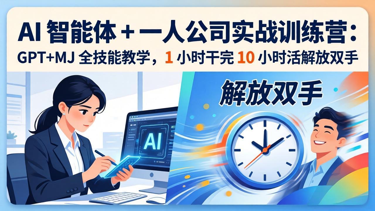 AI 智能体 + 一人公司实战训练营：GPT+MJ 全技能教学，1 小时干完 10 小时活解放双手-优优云网创