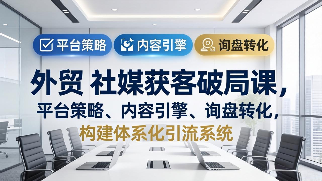 外贸 社媒获客破局课,平台策略、内容引擎、询盘转化,构建体系化引流系统(更新26年3月-优优云网创
