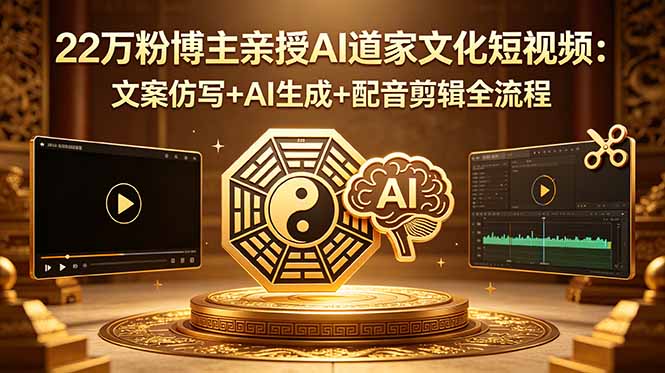 22万粉博主亲授AI道家文化短视频：文案仿写+AI生成+配音剪辑全流程-优优云网创