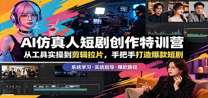 AI仿真人短剧创作特训营：从工具实操到剪辑拉片，手把手打造爆款短剧-优优云网创