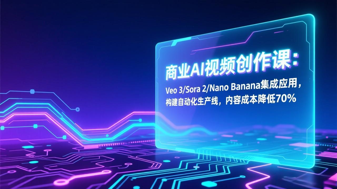 商业AI视频创作课：Veo 3/Sora 2/Nano Banana集成应用，构建自动化生产线，内容成本降低70%-优优云网创