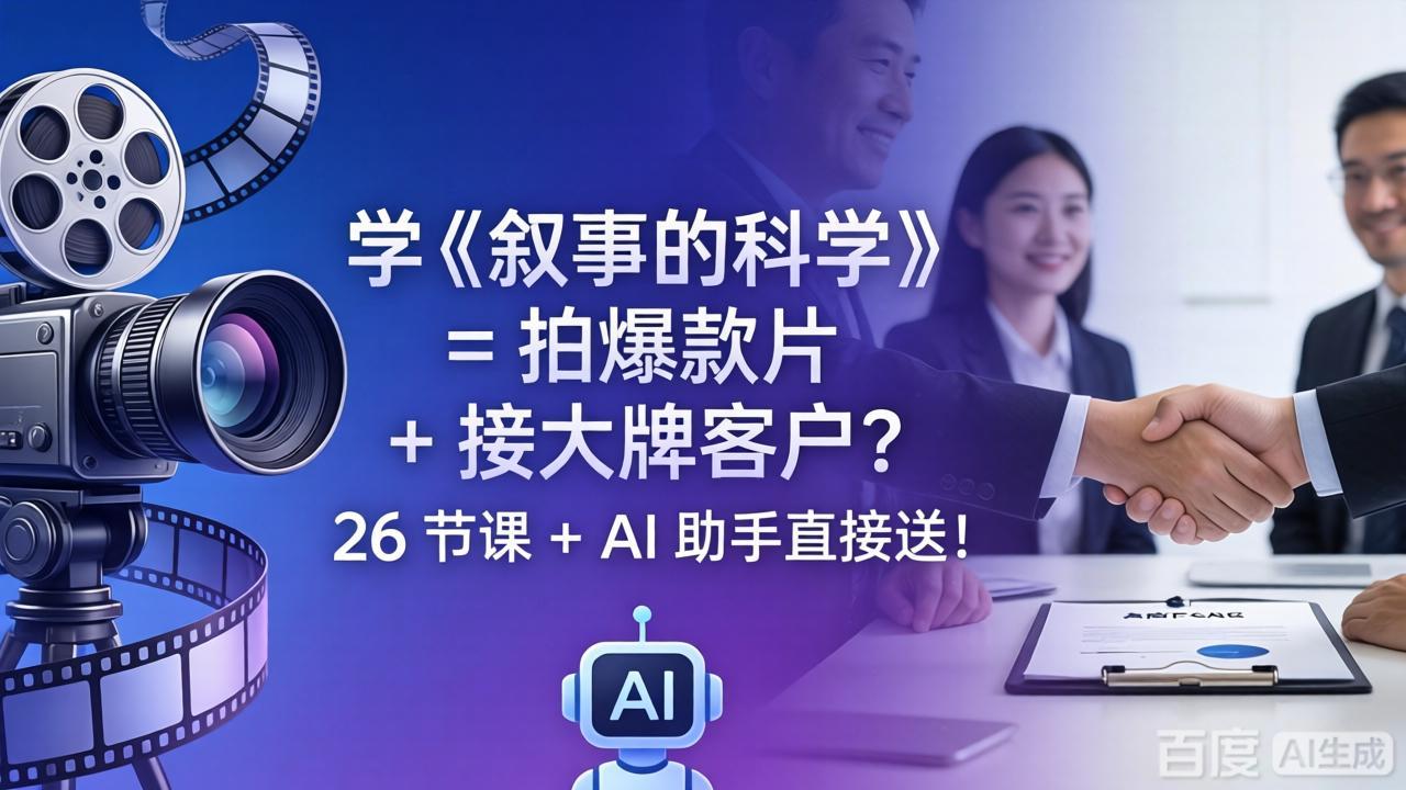 学《叙事的科学》= 拍爆款片 + 接大牌客户？26 节课 + AI 助手直接送！-优优云网创