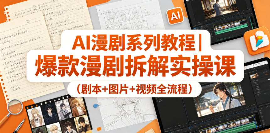 AI漫剧系列教程｜爆款漫剧拆解实操课(剧本+图片+视频全流程)-优优云网创