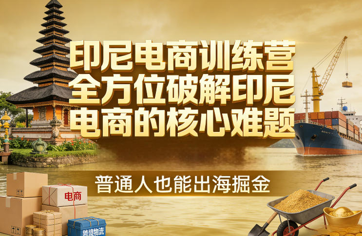 印尼电商训练营，全方位破解印尼电商的核心难题，普通人也能出海掘金-优优云网创