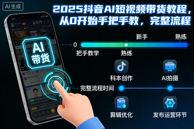2025抖音AI短视频带货教程，从0开始手把手教，完整流程-爱创业网资源库