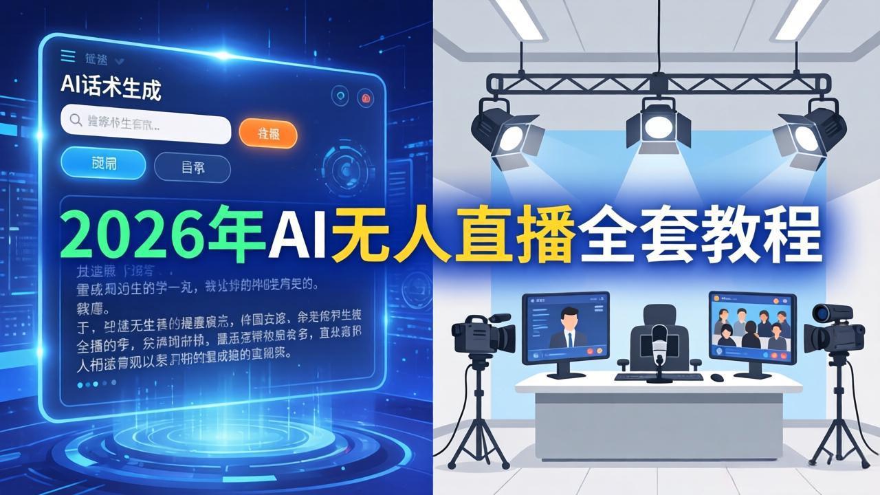 2026年AI无人直播全套教程：OBS安装+软件配置+直播间搭建+话术生成+一键开播实操-优优云网创