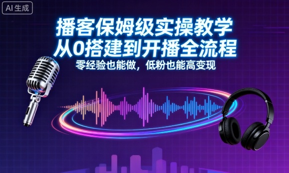 播客保姆级实操教学,从0搭建到开播全流程,零经验也能做,低粉也能高变现-优优云网创