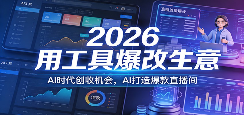 2026用工具爆改生意，AI时代创收机会，AI打造爆款直播间-优优云网创