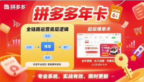 拼多多年卡，拼多多全链路运营底层逻辑，超级爆单术【更新12月】-优优云网创