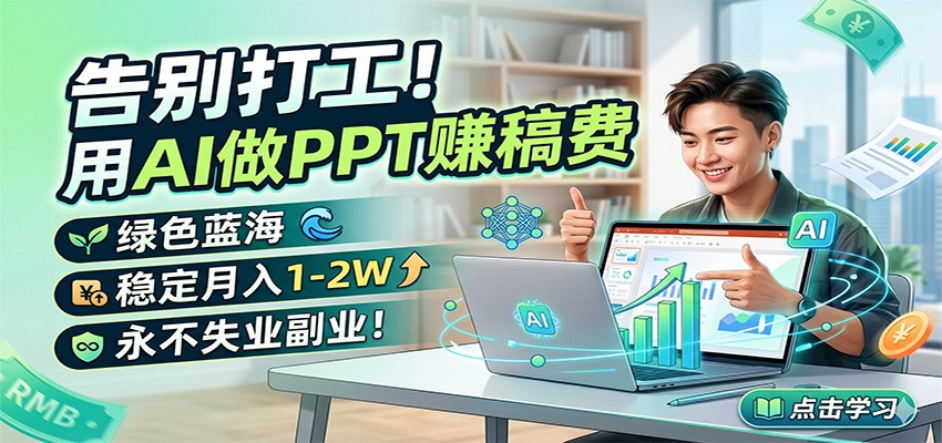 告别打工！用AI做PPT赚稿费，绿色蓝海，稳定月入1-2W，永不失业副业！-优优云网创