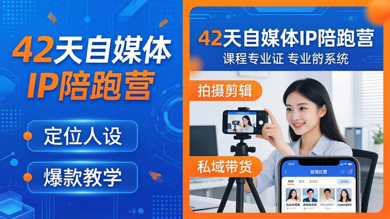 42天自媒体IP陪跑营-26年4月19更新：定位人设爆款全教学，拍摄剪辑私域带货一站式落地-优优云网创