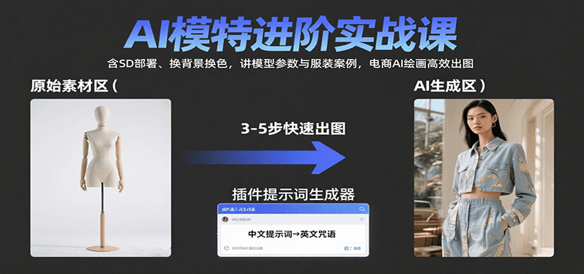 图片[1]-AI模特进阶实战课：含SD部署、换背景换色，讲模型参数与服装案例，电商AI绘画高效出图-优优云网创
