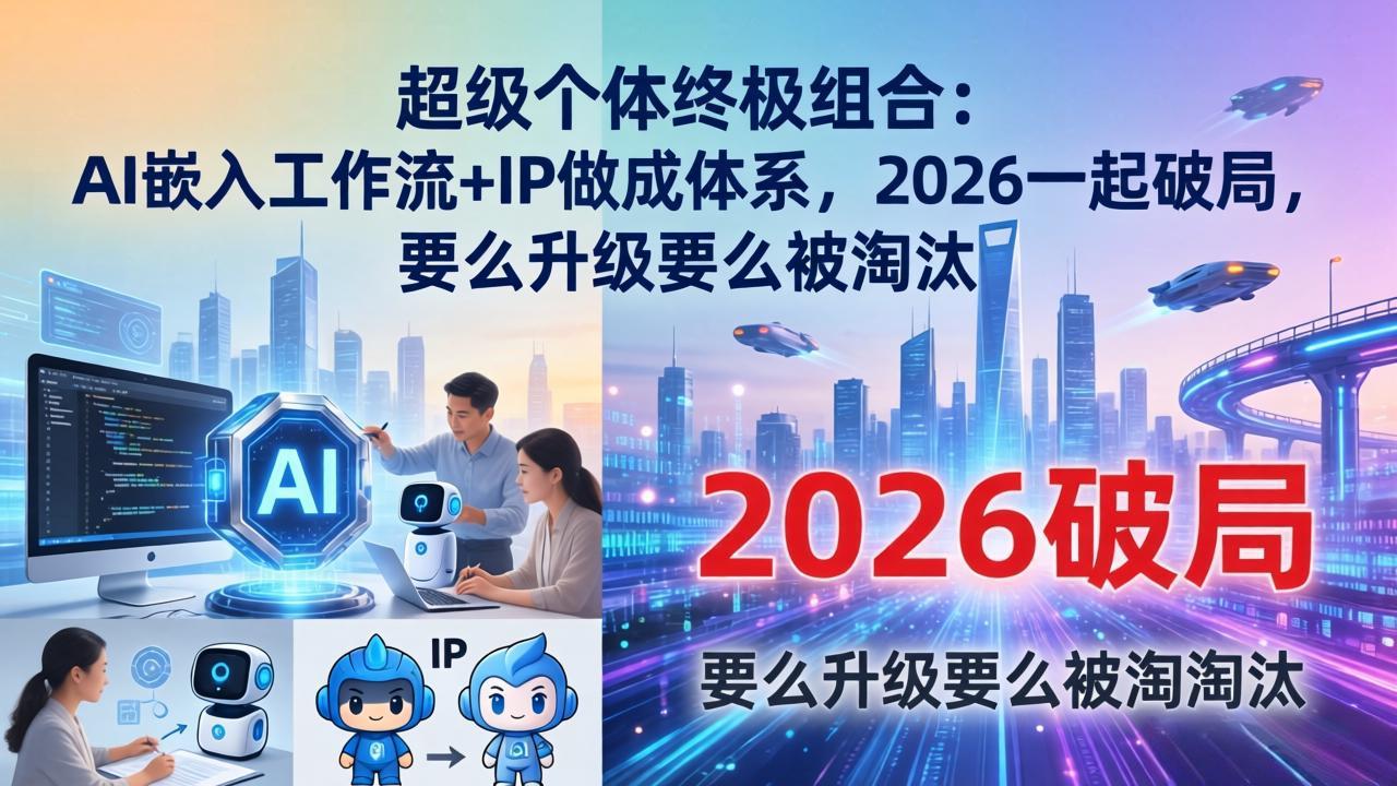 超级个体终极组合：AI嵌入工作流+IP做成体系，2026一起破局，要么升级要么被淘汰-优优云网创