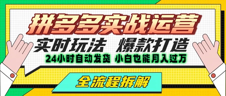 图片[1]-拼多多最新实战运营高投产：长久稳定项目，单店利润一天三位数-优优云网创