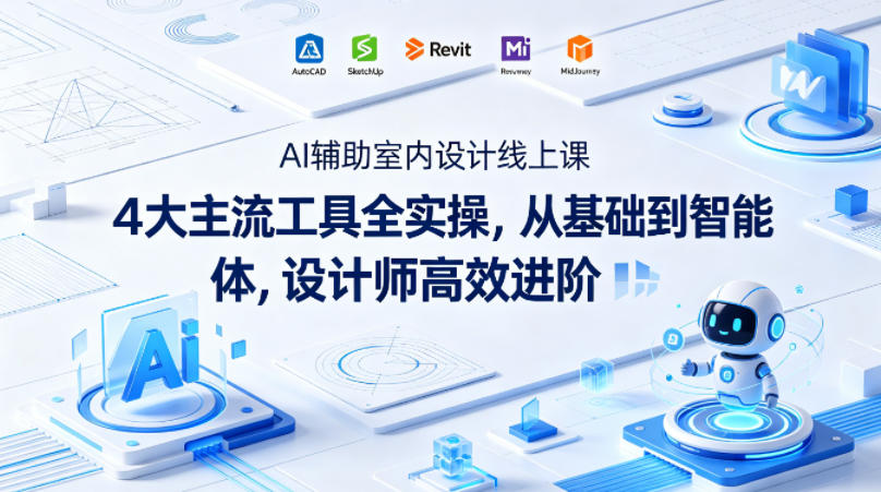 AI辅助室内设计线上课｜4大主流工具全实操，从基础到智能体，设计师高效进阶-优优云网创