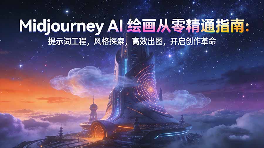 Midjourney AI绘画从零精通指南：提示词工程，风格探索，高效出图，开启创作革命-优优云网创