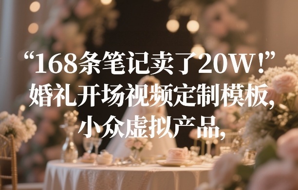 168条笔记卖了20W！婚礼开场视频定制模板，小众虚拟产品-优优云网创