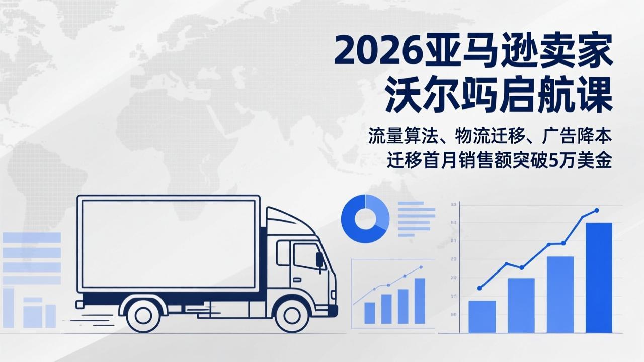 2026亚马逊卖家沃尔玛启航课，流量算法、物流迁移、广告降本，迁移首月销售额突破5万美金-优优云网创