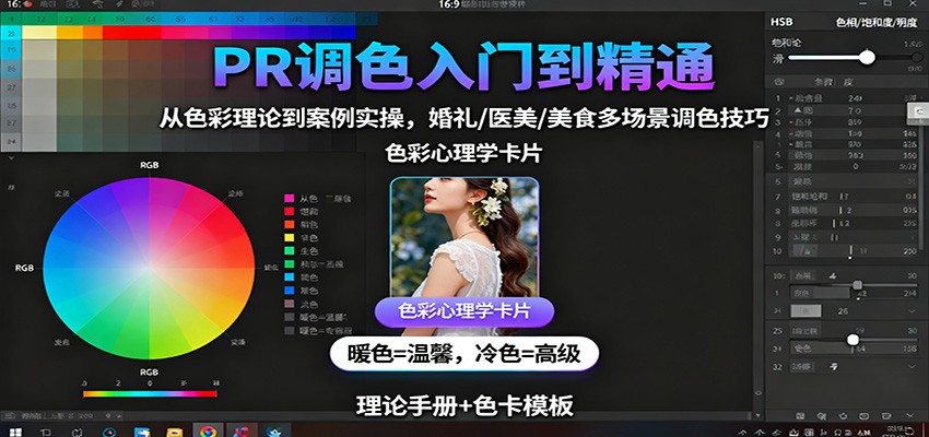 图片[1]-PR调色入门到精通：从色彩理论到案例实操，婚礼/医美/美食多场景调色技巧-优优云网创