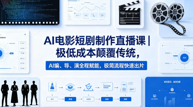 AI电影短剧制作直播课｜极低成本颠覆传统，AI编、导、演全程赋能，极简流程快速出片-优优云网创