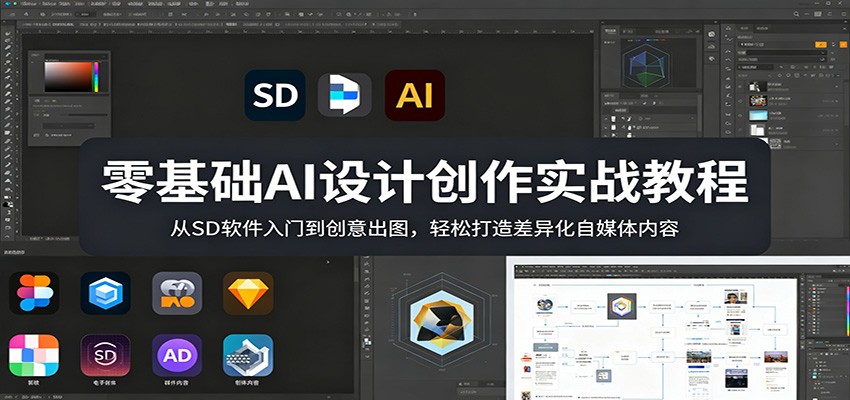 零基础AI设计创作实战教程：从SD软件入门到创意出图，轻松打造差异化自媒体内容-优优云网创