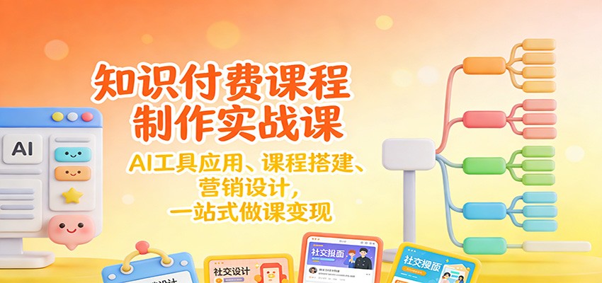知识付费课程制作实战课：AI工具应用 、课程搭建、营销设计，一站式做课变现-优优云网创