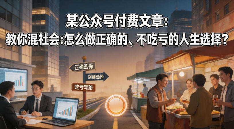 某公众号付费文章：教你混社会：怎么做正确的、不吃亏的人生选择？-优优云网创