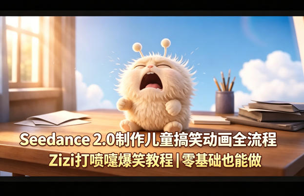 Seedance 2.0制作儿童搞笑动画全流程Zizi打喷嚏爆笑教程｜零基础也能做-优优云网创