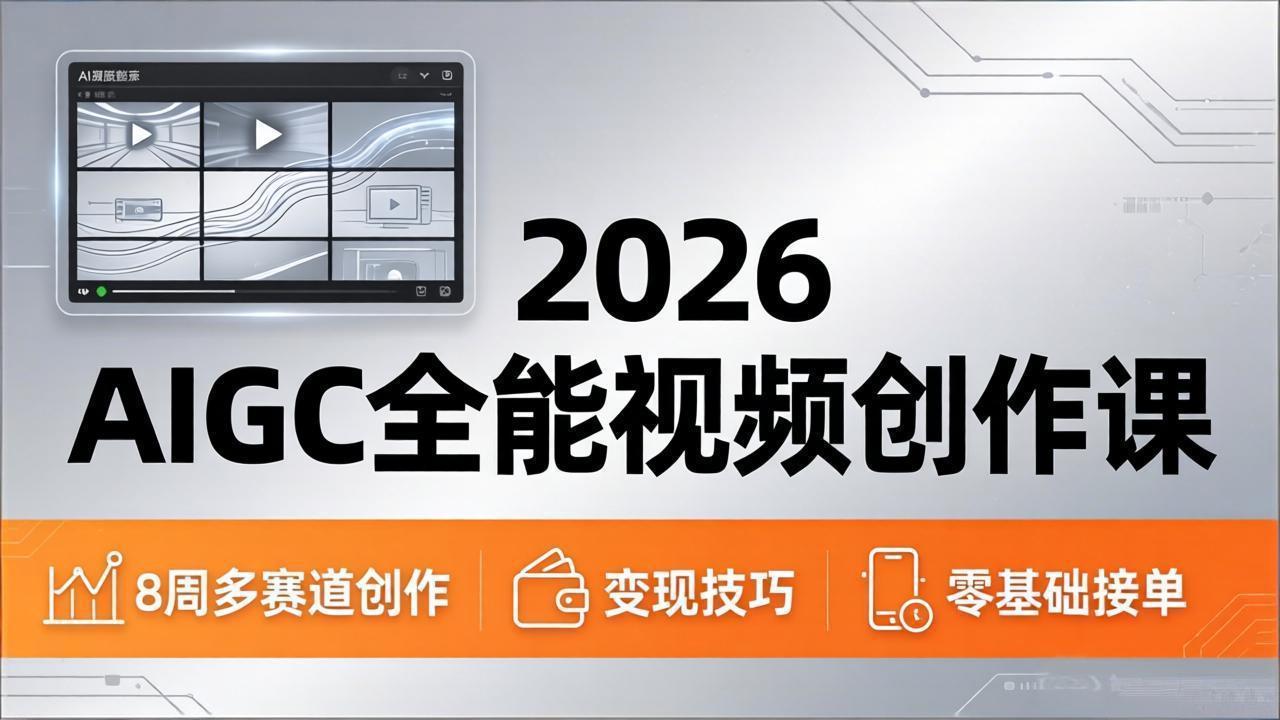 2026AIGC全能视频创作课，8周吃透多赛道创作+变现，零基础也能高效出片接单-优优云网创