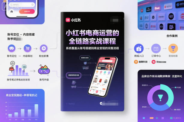 小红书电商运营的全链路实战课程，系统覆盖从账号搭建到商业变现的完整流程-优优云网创