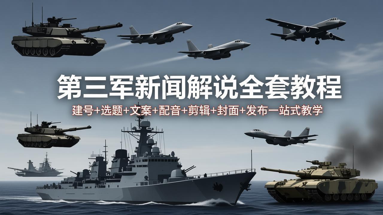第三军迷新闻解说全套教程：建号+选题+文案+配音+剪辑+封面+发布一站式教学-优优云网创