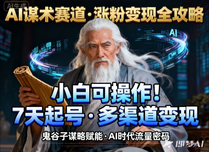 AI谋术赛道，涨粉快速，变现方式多样，小白可操作-云网创
