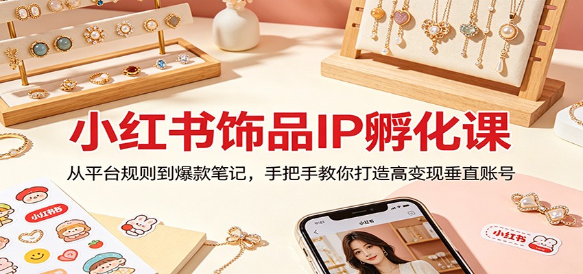 小红书饰品IP孵化课：从平台规则到爆款笔记，手把手教你打造高变现垂直账号-优优云网创